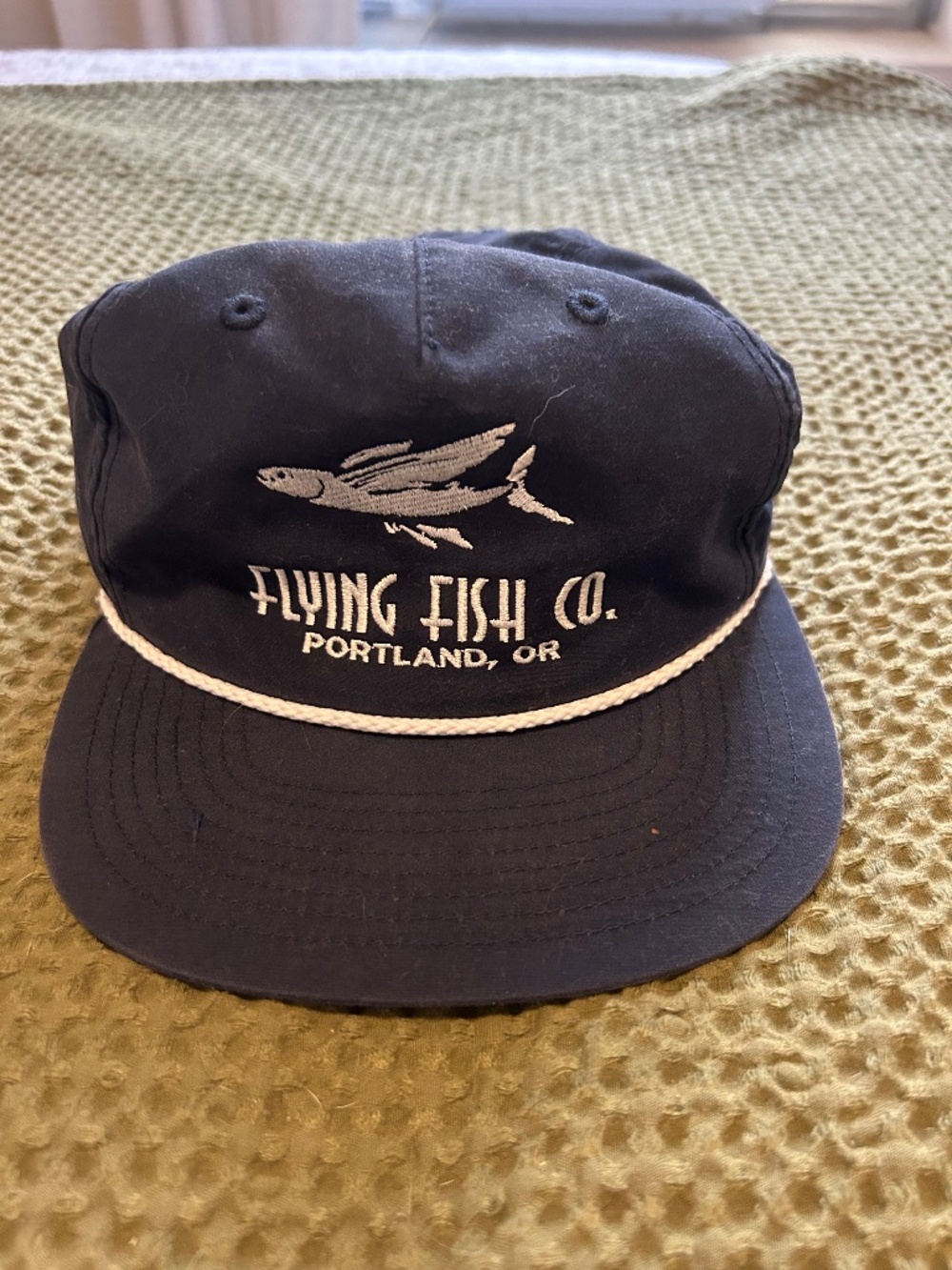 Blue flat brim Portland hat
